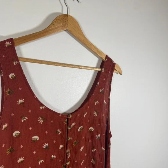 NLT (No Less Than) - Women's Sleeveless Dark Red Floral Pattern Dress - Picture 4 of 6